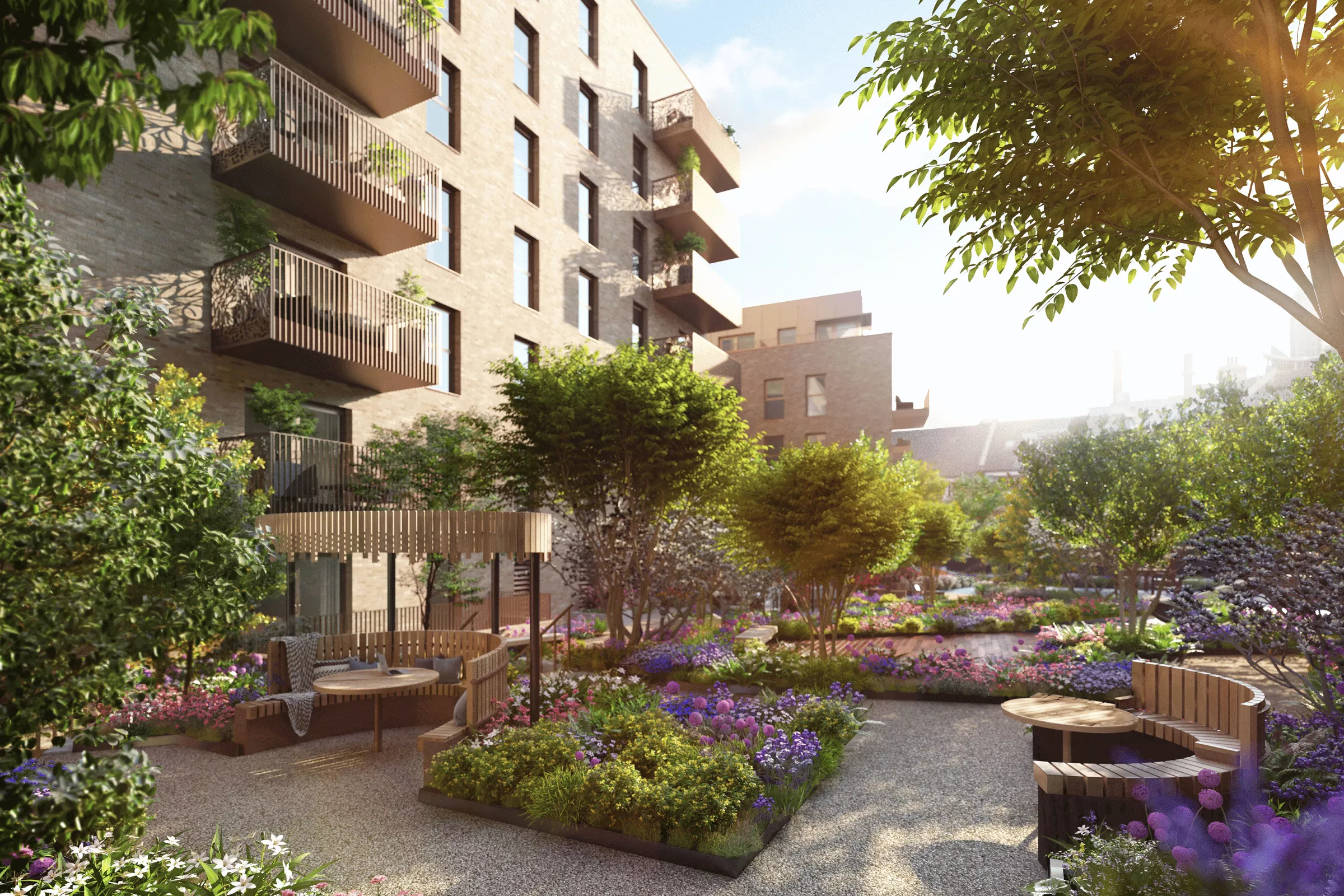 CGI of the gardens of our Chelsea Botanica development